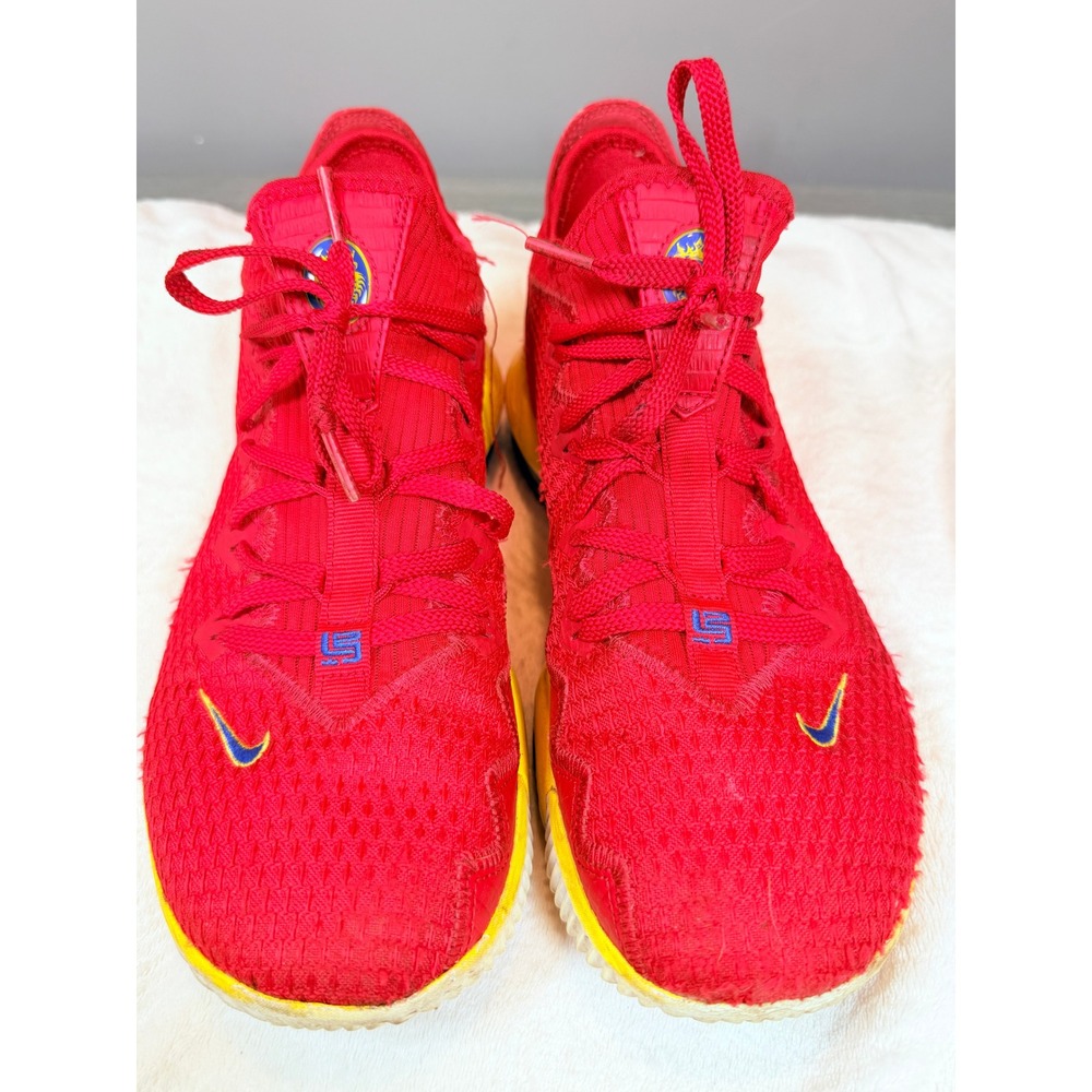 Nike LeBron 16 Low Red University Gold Blue Basketball Shoes CK2166-600 Mens 10